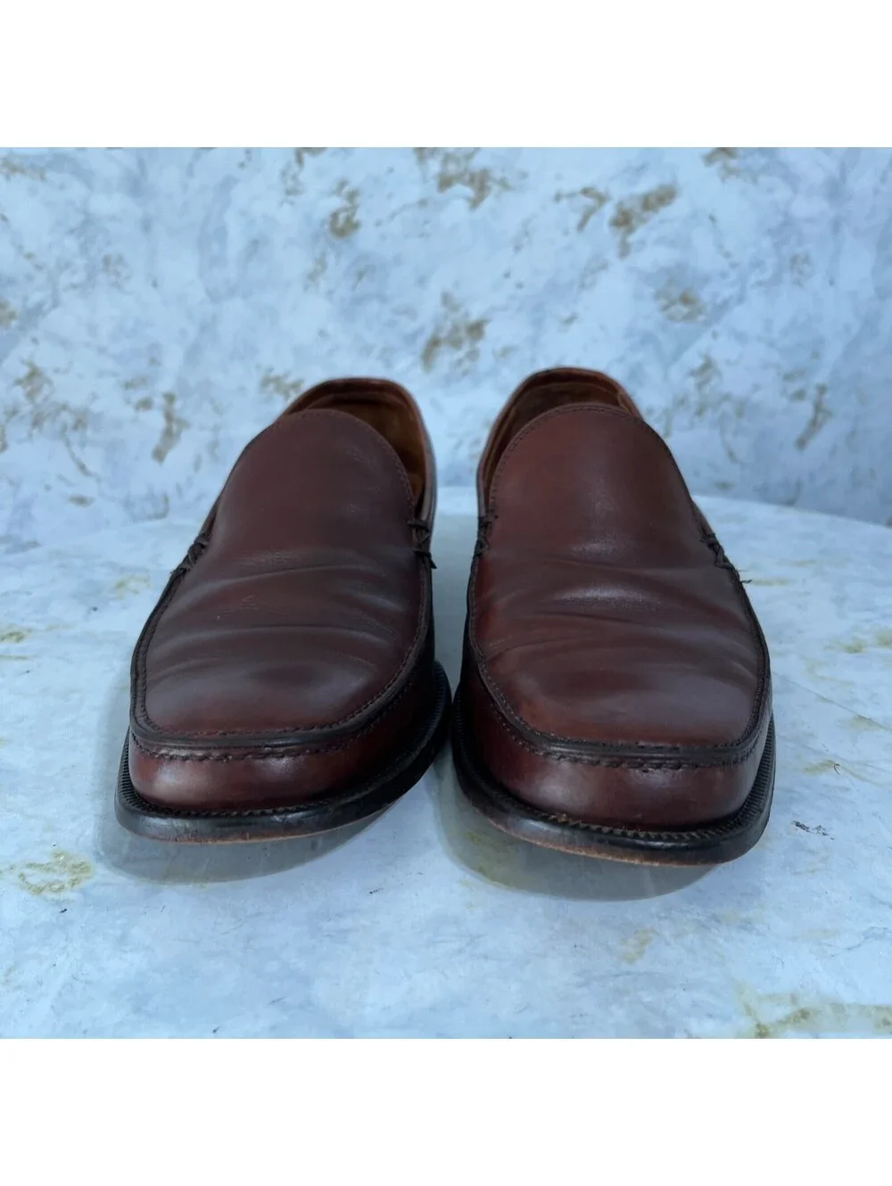 John Varvatos Italy Men's Size 10 Dress Shoes Brown Leather Moc Toe Loafers